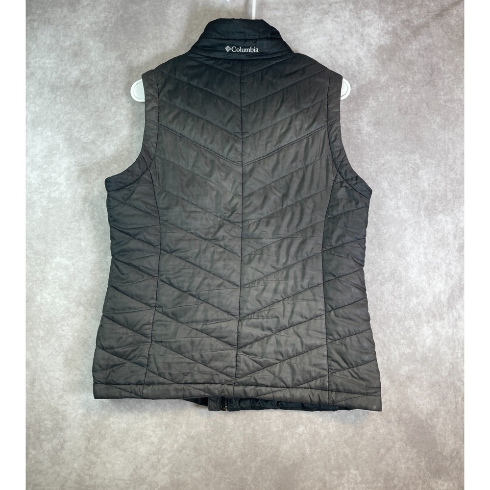 Columbia Down Vest Mens Medium Omni Heat Puffer Black Full Zip Up Hiking Outdoor - Picture 3 of 14